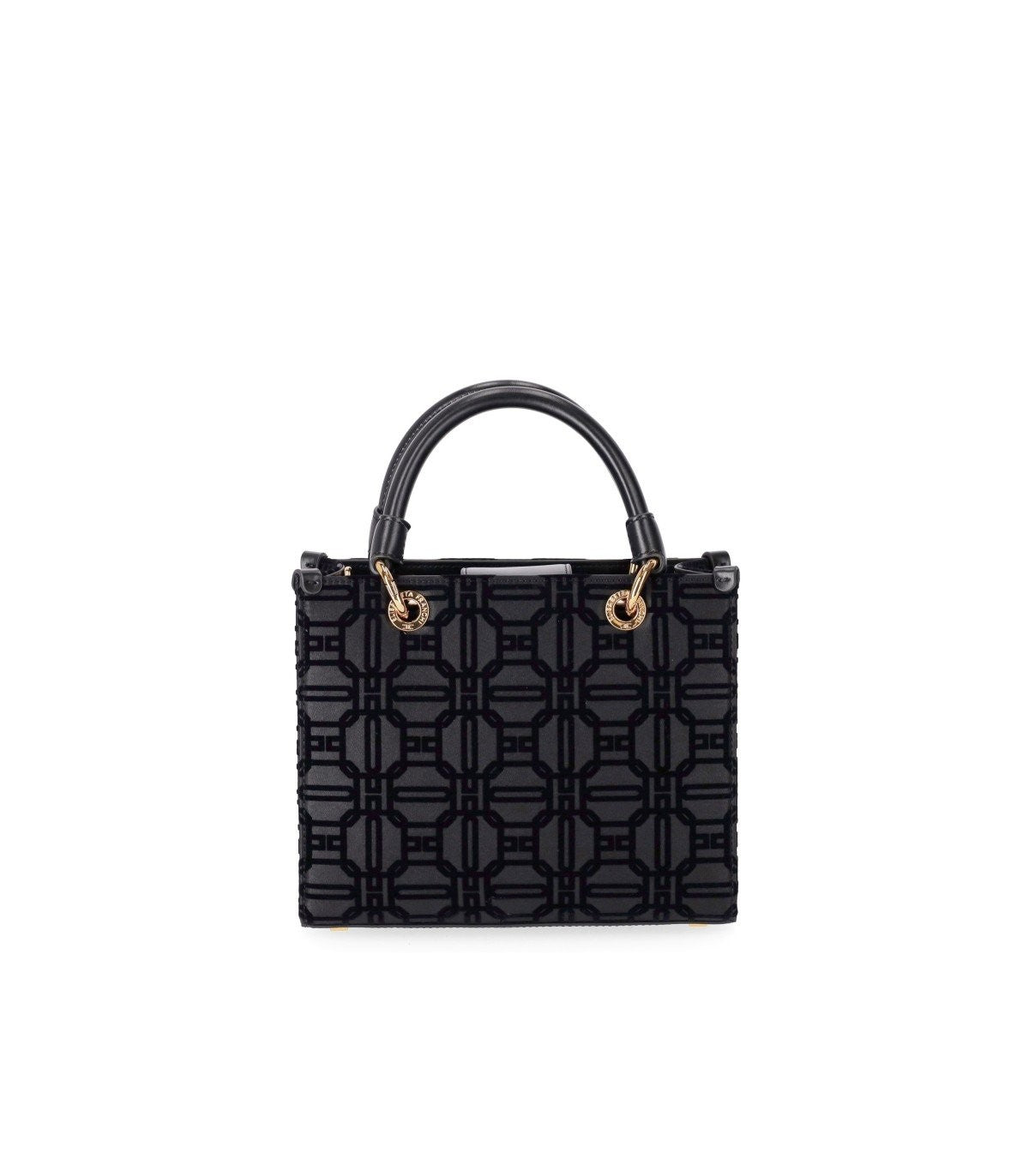 Elisabetta Franchi Black Monogram Small Shopping Bag With Charms Balardi