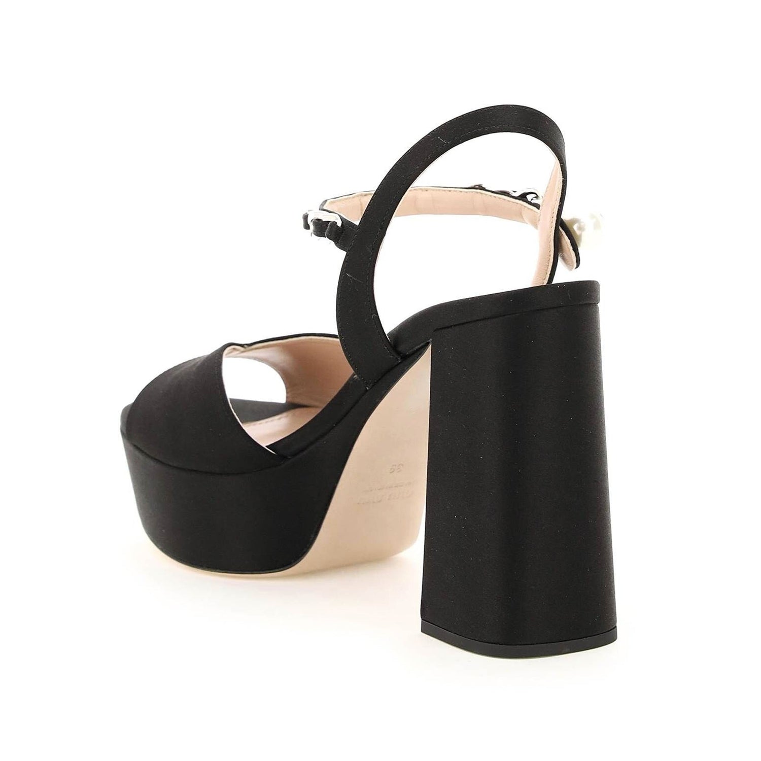 Miu Miu + T-Bar Satin Platform Sandals