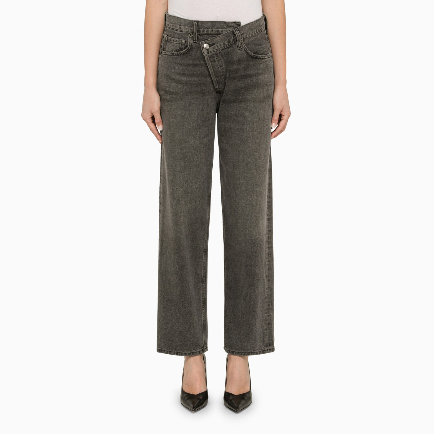 Agolde Grey Denim Deconstructed Jeans Balardi